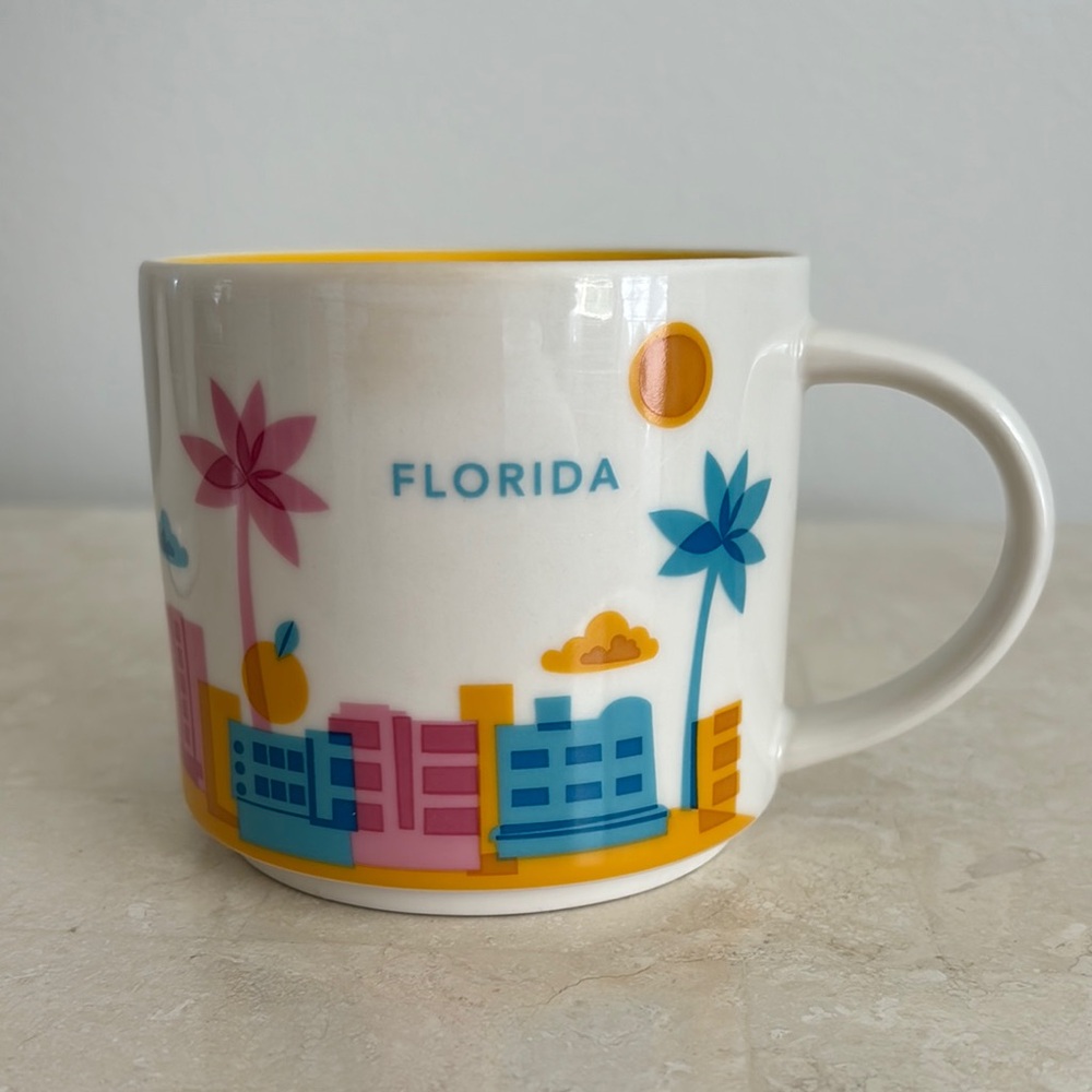 STARBUCKS Florida Coffee Mug 2014 Large 14 oz Sunshine State Vacation Tropics